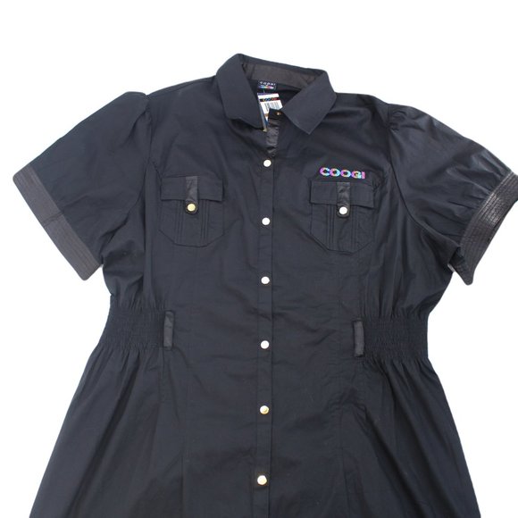 NWT Coogi Black Dress SZ 3X Y2K Hip Hop Cotton Puff Sleeve Snap Front Rhinestone - Picture 3 of 16